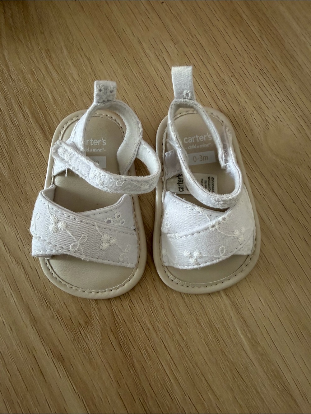 Carter's White Embroidered Baby Sandals